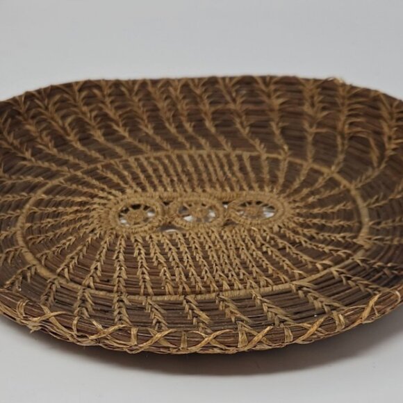 Antique Native American Indian Woven Sweetgrass & Pine Needle Catch All Basket - Picture 6 of 6